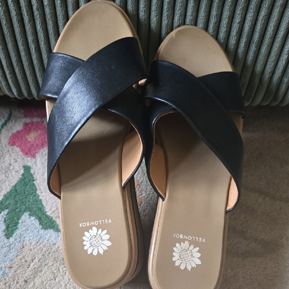 Yellow Box Black and Tan Akeko Women's Sandals